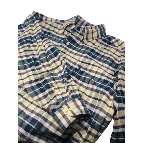 Ralph Lauren Button Down Shirt Classic Fit Long Sleeve Yellow Blue Size 16.5 - Picture 3 of 5